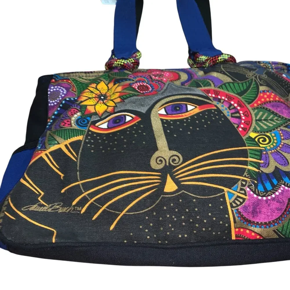 Laurel Burch Carlottas Cat Tote Companion Bag Outer Pockets